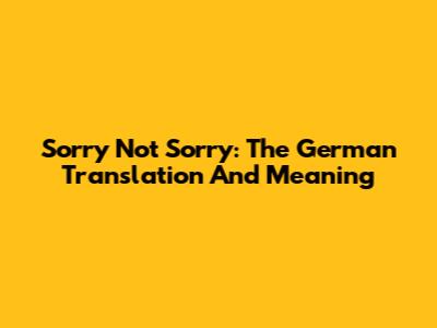 Sorry Not Sorry: The German Translation And Meaning