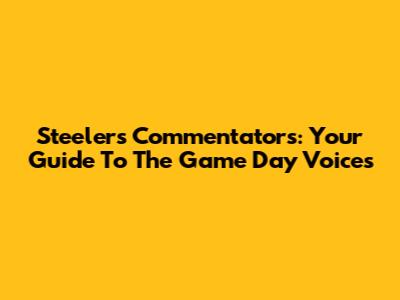 Steelers Commentators: Your Guide To The Game Day Voices