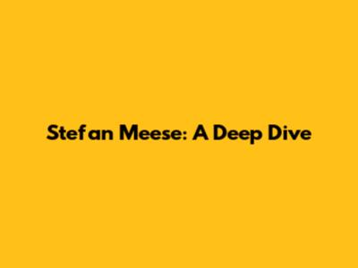 Stefan Meese: A Deep Dive