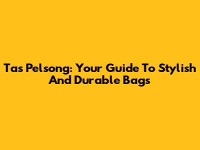 Tas Pelsong: Your Guide To Stylish And Durable Bags