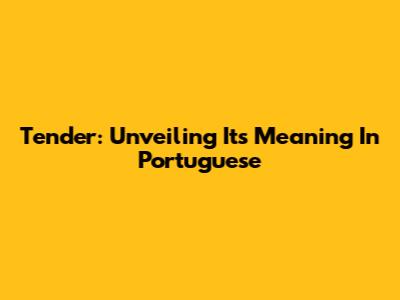 Tender: Unveiling Its Meaning In Portuguese
