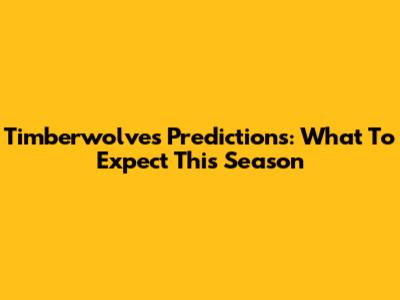 Timberwolves Predictions: What To Expect This Season