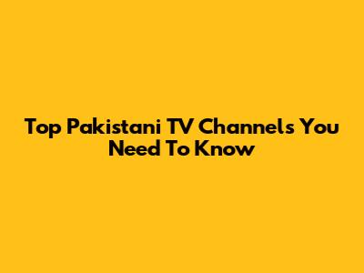 Top Pakistani TV Channels You Need To Know