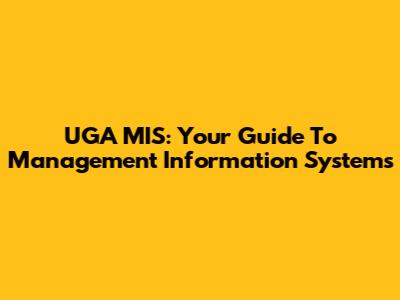 UGA MIS: Your Guide To Management Information Systems