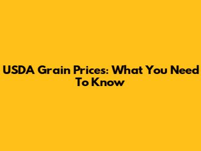 USDA Grain Prices: What You Need To Know