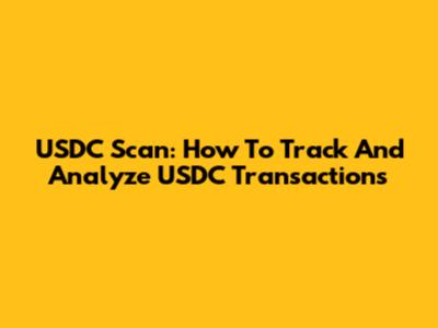 USDC Scan: How To Track And Analyze USDC Transactions