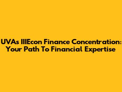 UVA's IIIEcon Finance Concentration: Your Path To Financial Expertise