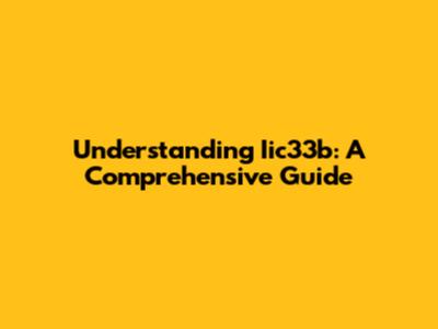 Understanding Iic33b: A Comprehensive Guide