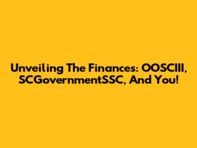 Unveiling The Finances: OOSCIII, SCGovernmentSSC, And You!