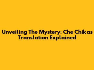 Unveiling The Mystery: Che Chika's Translation Explained