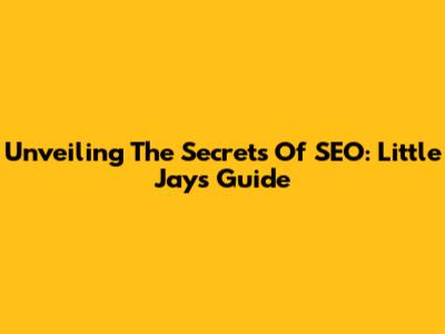 Unveiling The Secrets Of SEO: Little Jay's Guide