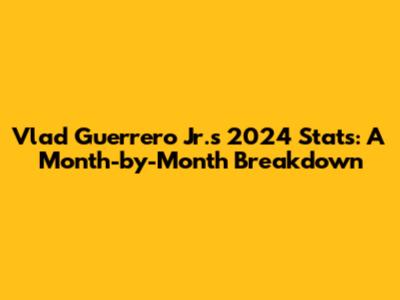 Vlad Guerrero Jr.'s 2024 Stats: A Month-by-Month Breakdown