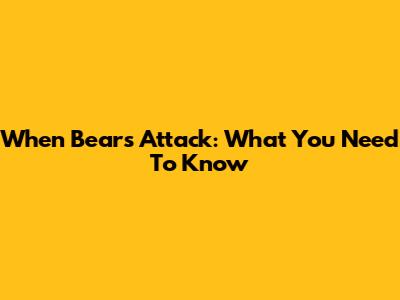 When Bears Attack: What You Need To Know